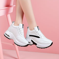 Women's Platform Sneakers Air Cushion Lace up Casual Walking Shoes