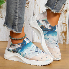 Women's Art Printed Sock Shoes Breathable Slip On Sports Shoes