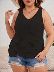 Eyelet Embroidered V Neck Tank Top