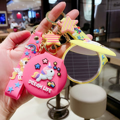Unicorn Mirror Keychain Pendant PVC Doll
