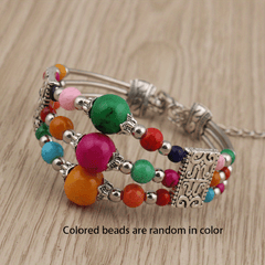 Boho Style Beaded Wide Bangle Turquoise Bracelet