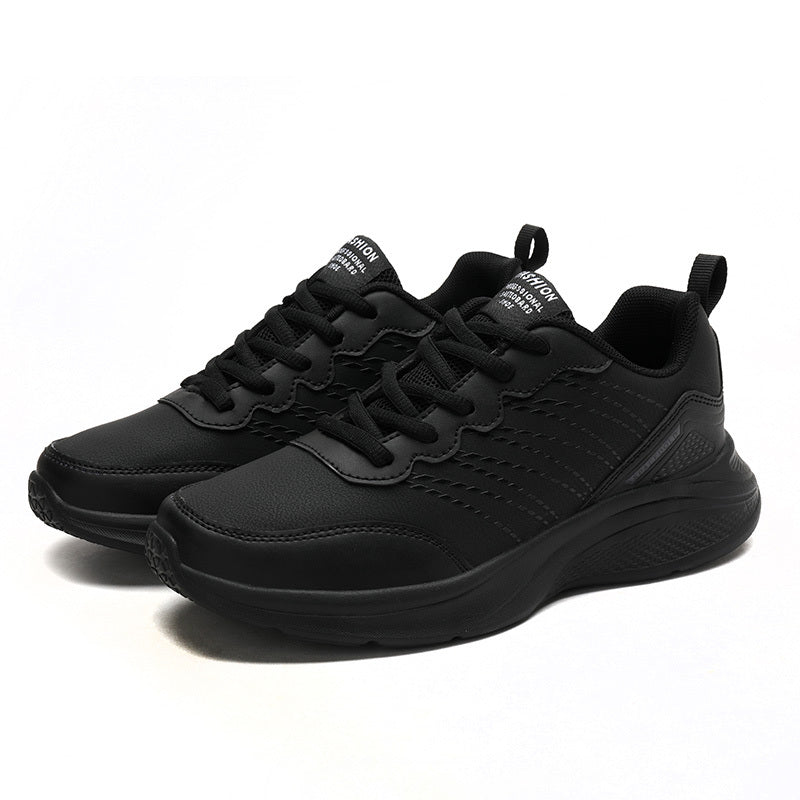 Women's Lace-Up Running Shoes Faux Leather Sneakers