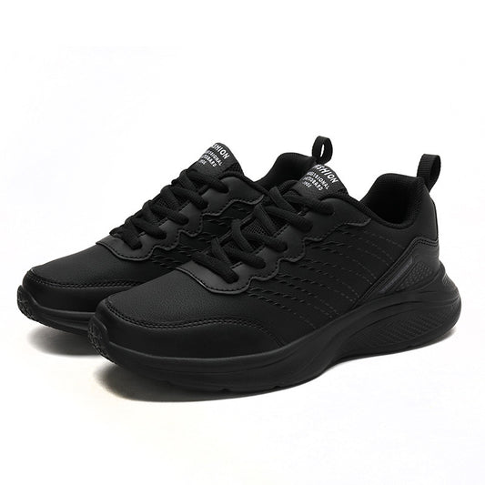 Women's Lace-Up Running Shoes Faux Leather Sneakers