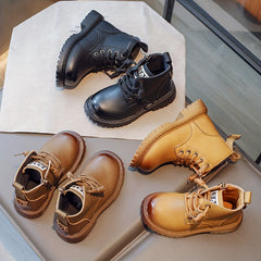 Boys Lace Up Zipper Boots Non Slip Comfortable