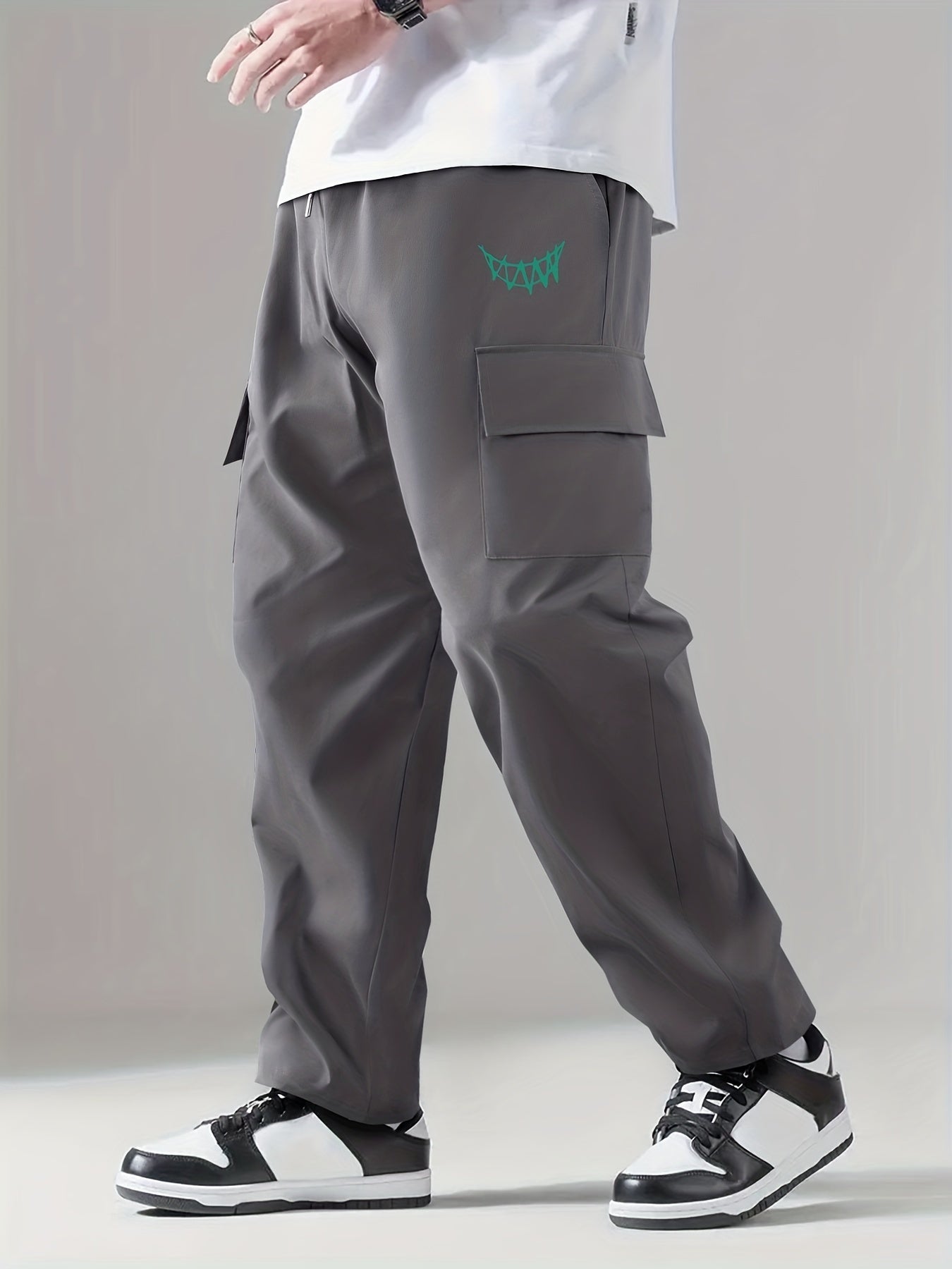 Print Drawstring Cargo Pants Men's Casual Outdoor Trousers