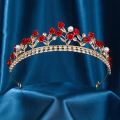 Crystal Rose Flower Headband Bridal Crown