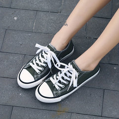 Women's Low Top Canvas Shoes Lace Up Lightweight Sneakers
