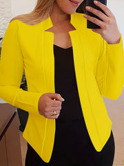 Solid Open Front Blazer Long Sleeve Slim Work Office Outerwear Women's Clothing