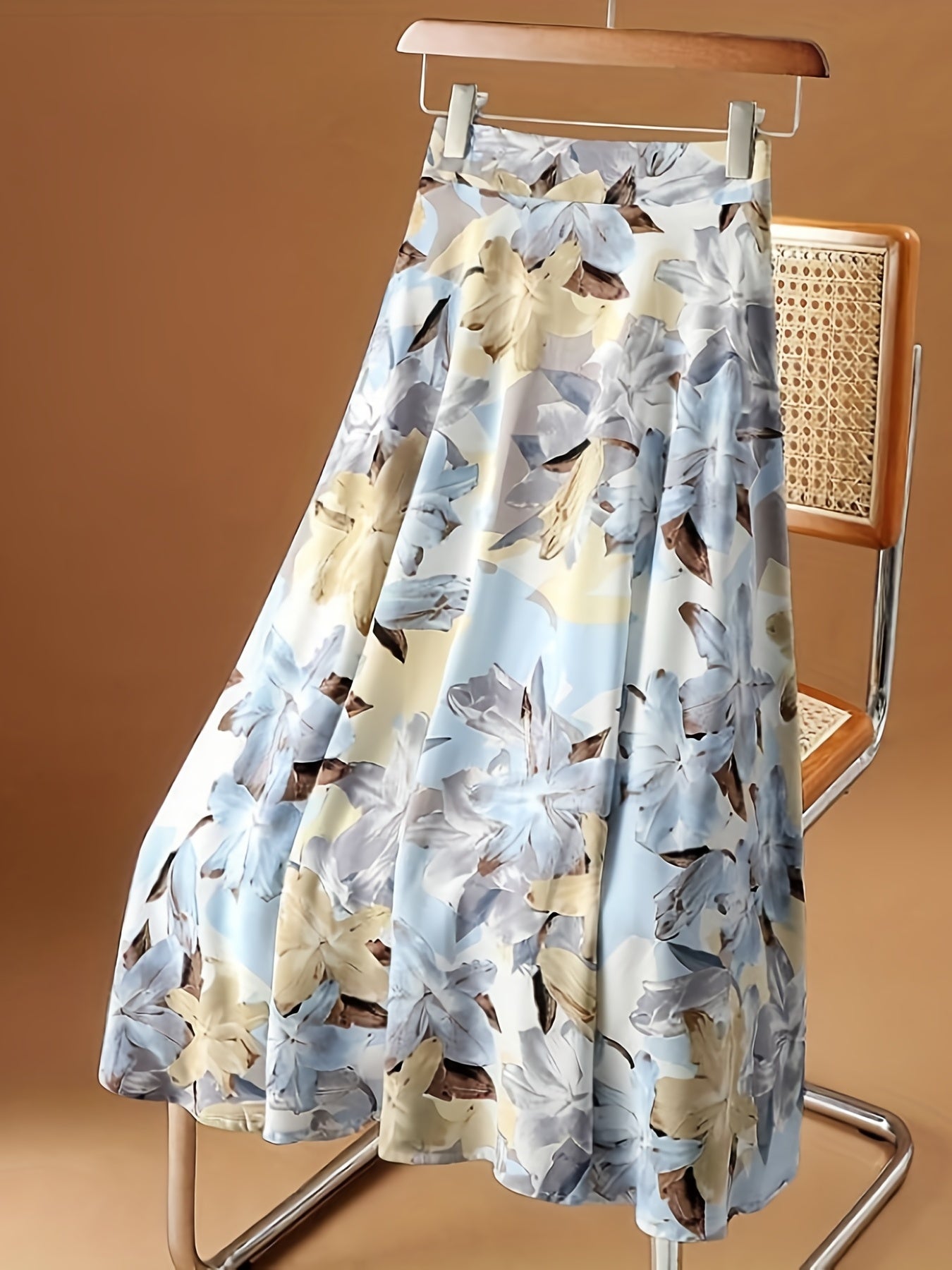 Floral Print Pleated Long Summer Skirt Women's Clothing
