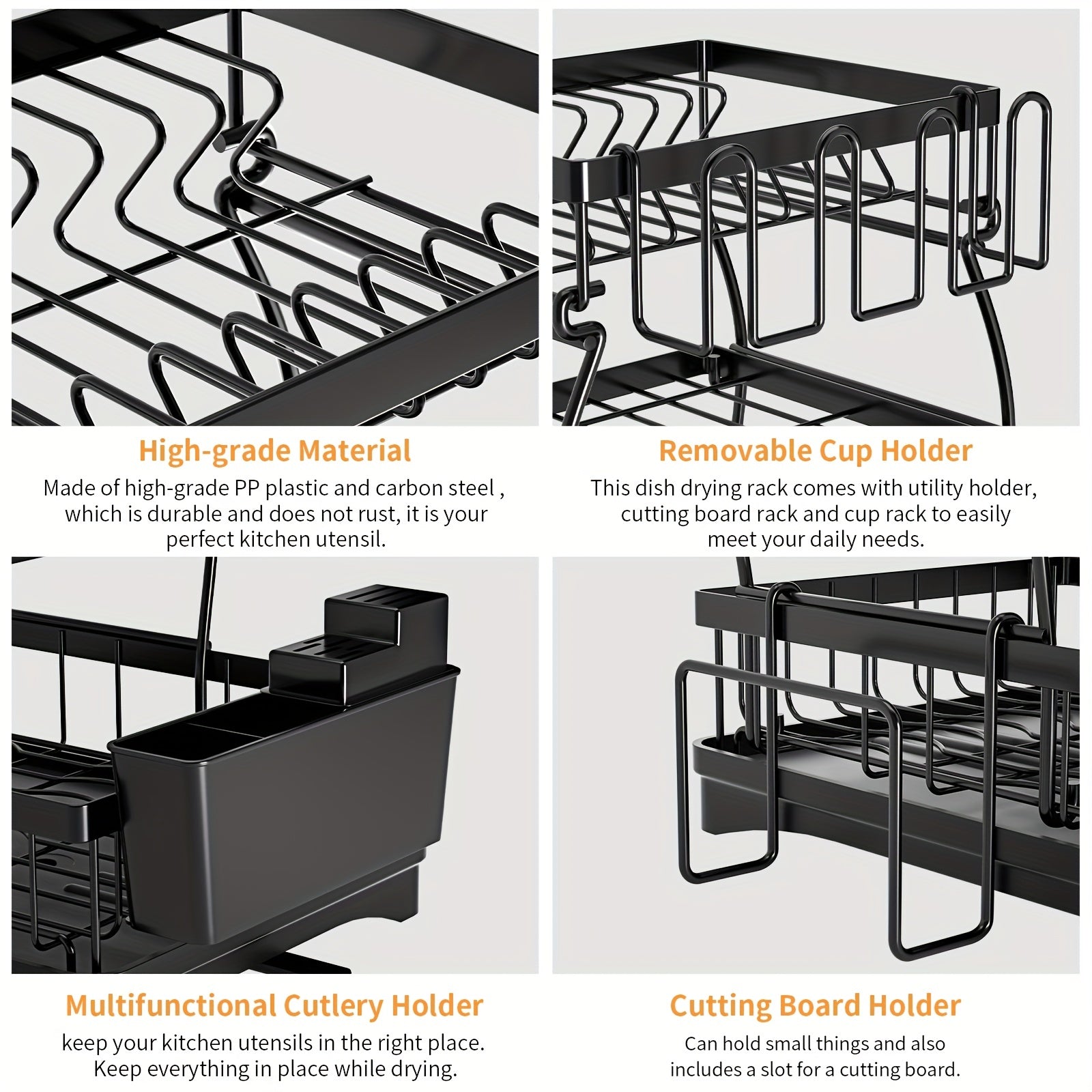3 Tier Large Dish Drying Rack Organizer with Utensil Holder