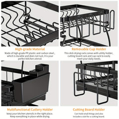 3 Tier Large Dish Drying Rack Organizer with Utensil Holder