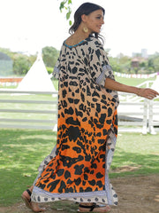 Boho Cover Up V-Neck Geometric Print Batwing Sleeve Split Cover Up