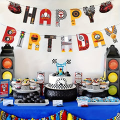 Racing Car Theme Birthday Pull Flag Happy Birthday Party Banner