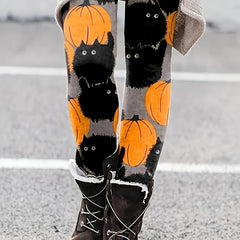 Halloween Print Skinny Leggings Elastic Waist Stretchy Leggings