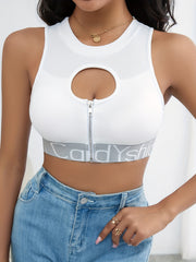 Cut Out Zipper Sports Bra for Women