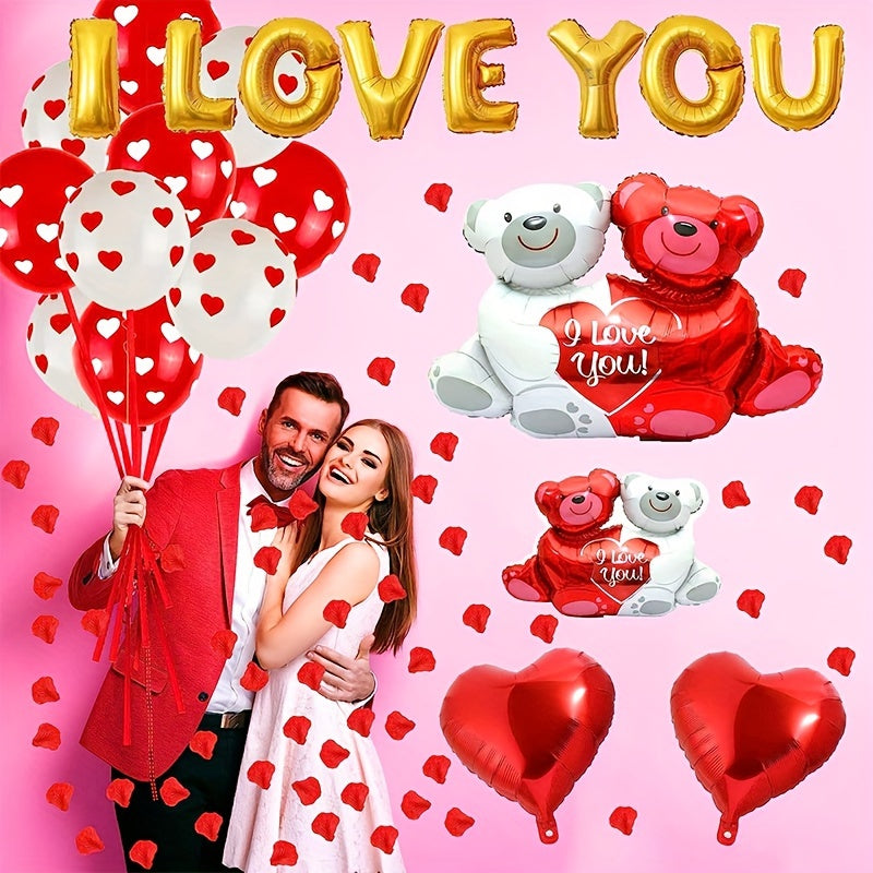 I Love You Balloon & Heart Balloon Set Rose Petal Decoration