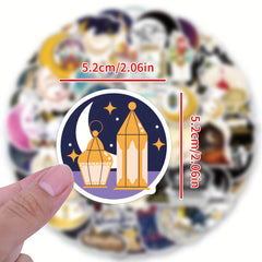 64pcs Ramadan Stickers Vinyl Waterproof Cartoon Decals Scrapbook Journaling