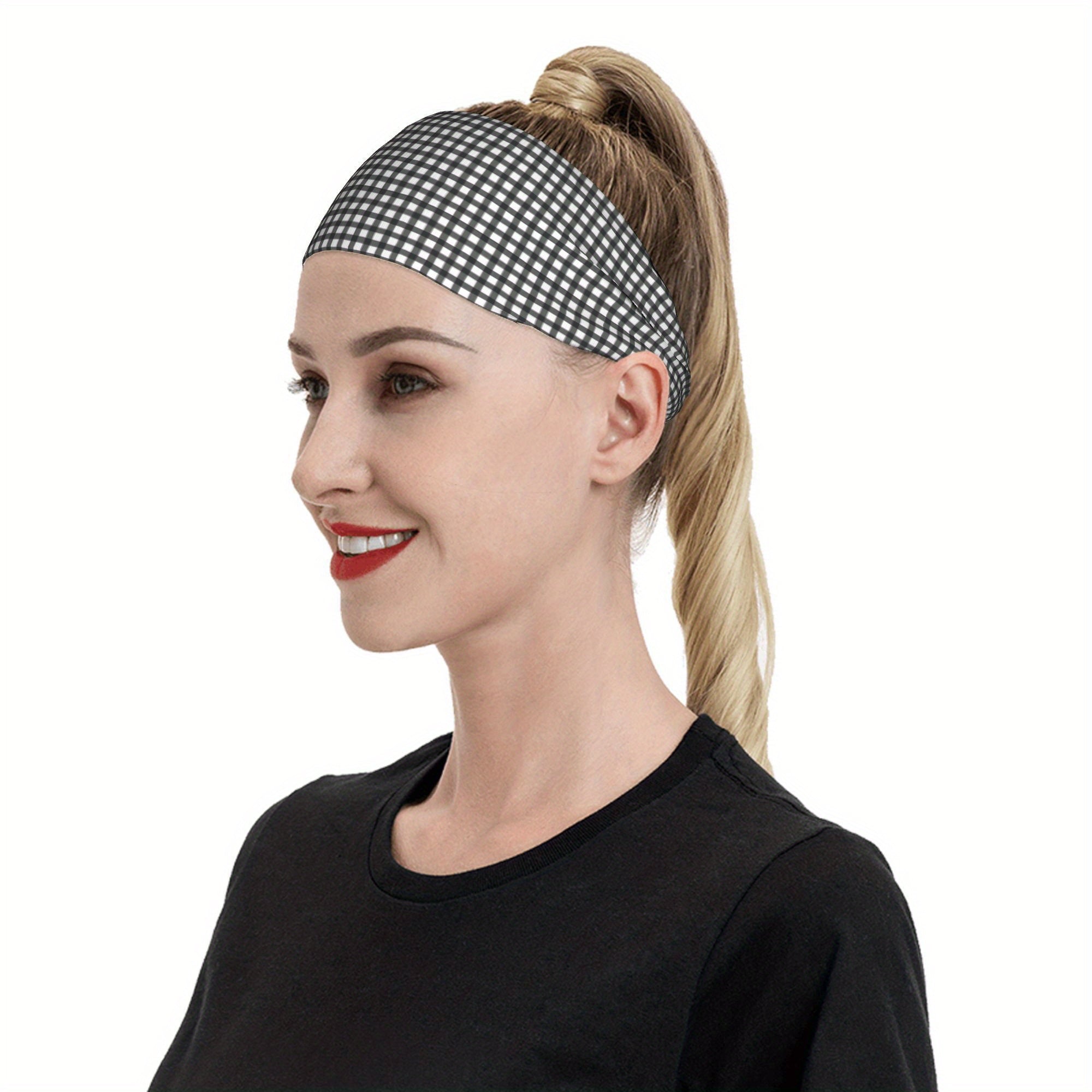 Men's Vintage Headband Plaid Pattern Lightweight Fabric Non Slip Hairband