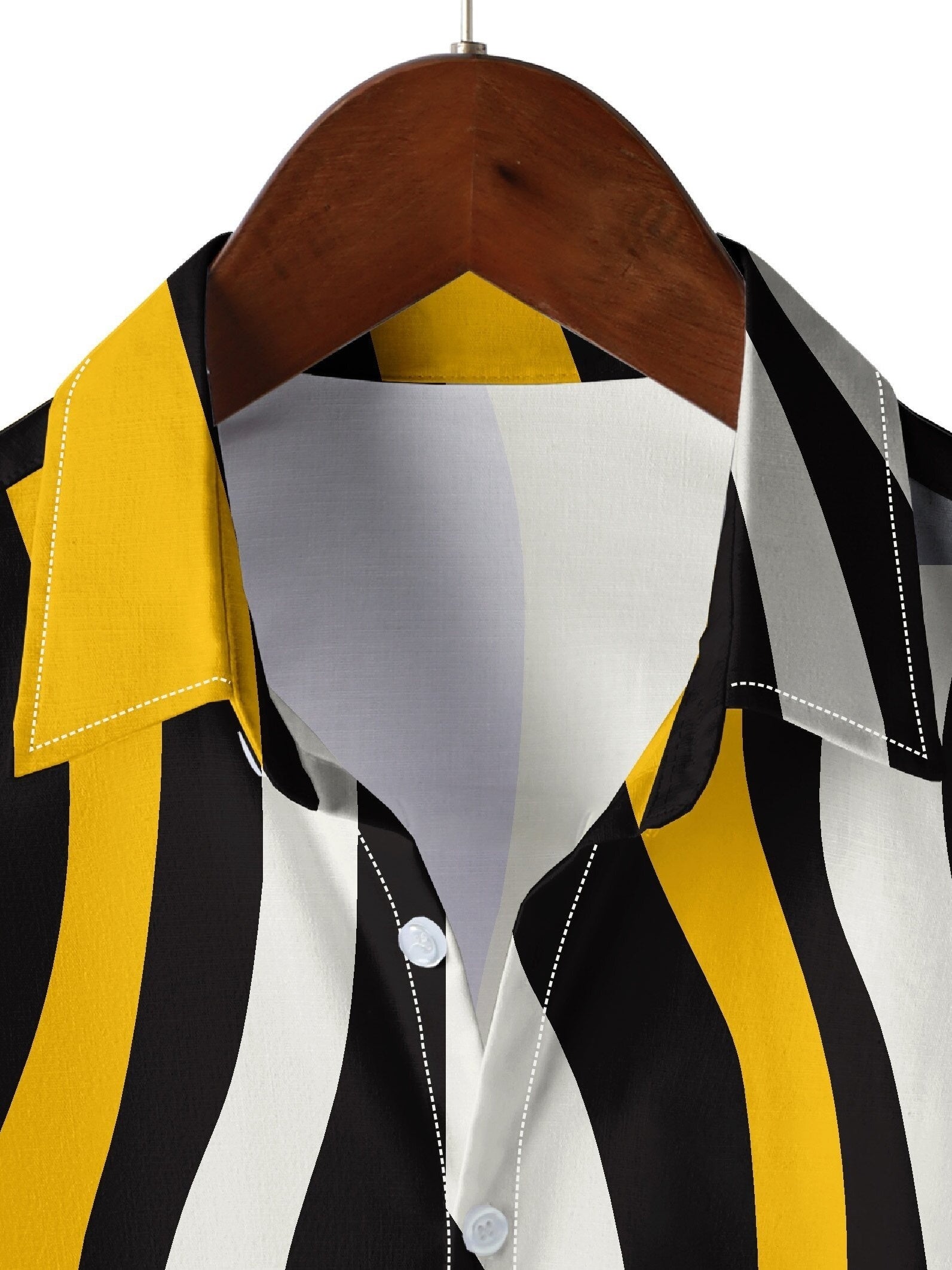 Wave Stripes Print Short Sleeve Beach Shirts Summer Casual
