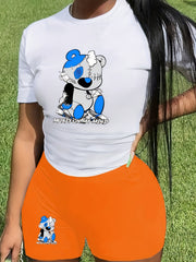 Bear Print Pantsuits Two piece Set