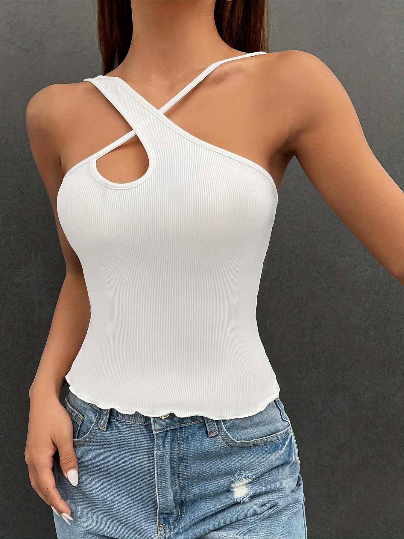Sexy Asymmetrical Criss Cross Sleeveless Top