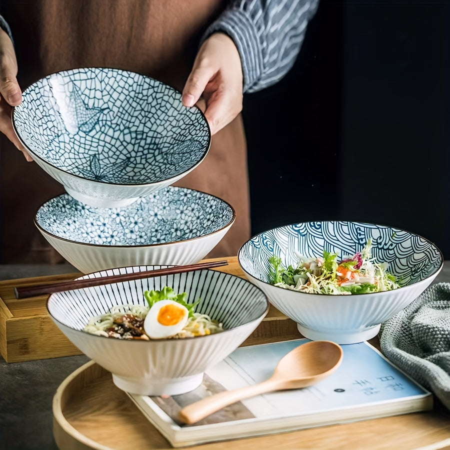8 Inch Ceramic Noodle Bowl Japanese D maru Shape For Ramen Beef Noodles & Soup