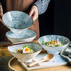 8 Inch Ceramic Noodle Bowl Japanese D maru Shape For Ramen Beef Noodles & Soup