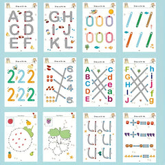 Kids Writing Practice Book with 2 Erasable Pens Alphabet Numbers Tracing & Color