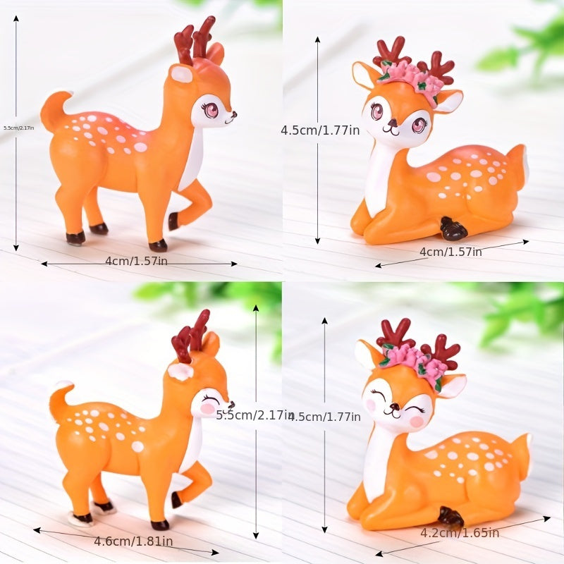 4pcs Cartoon Deers Home Decor Ornaments Funny Housewarming Gift Party Favors