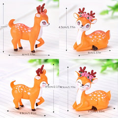 4pcs Cartoon Deers Home Decor Ornaments Funny Housewarming Gift Party Favors
