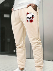 Skull Holding Flowers In His Mouth Men s Sports Pants