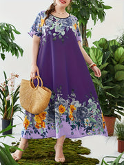 Boho Kaftan Dress Floral Print Maxi Dress