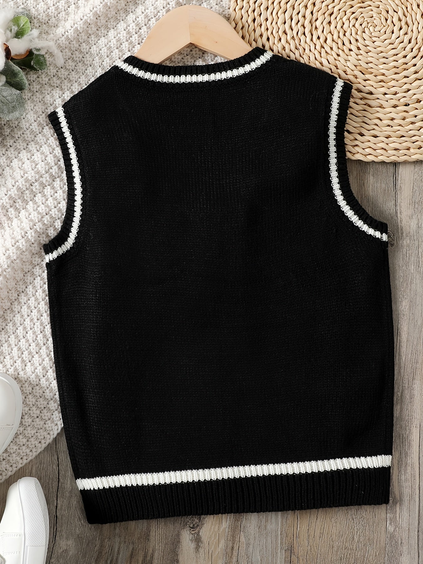Kids Sleeveless V Neck Knitted Sweater Vest