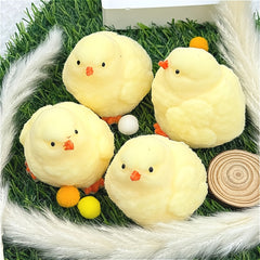 Soft Yellow Silicone Rubber Chicken Stress Reliever Toy