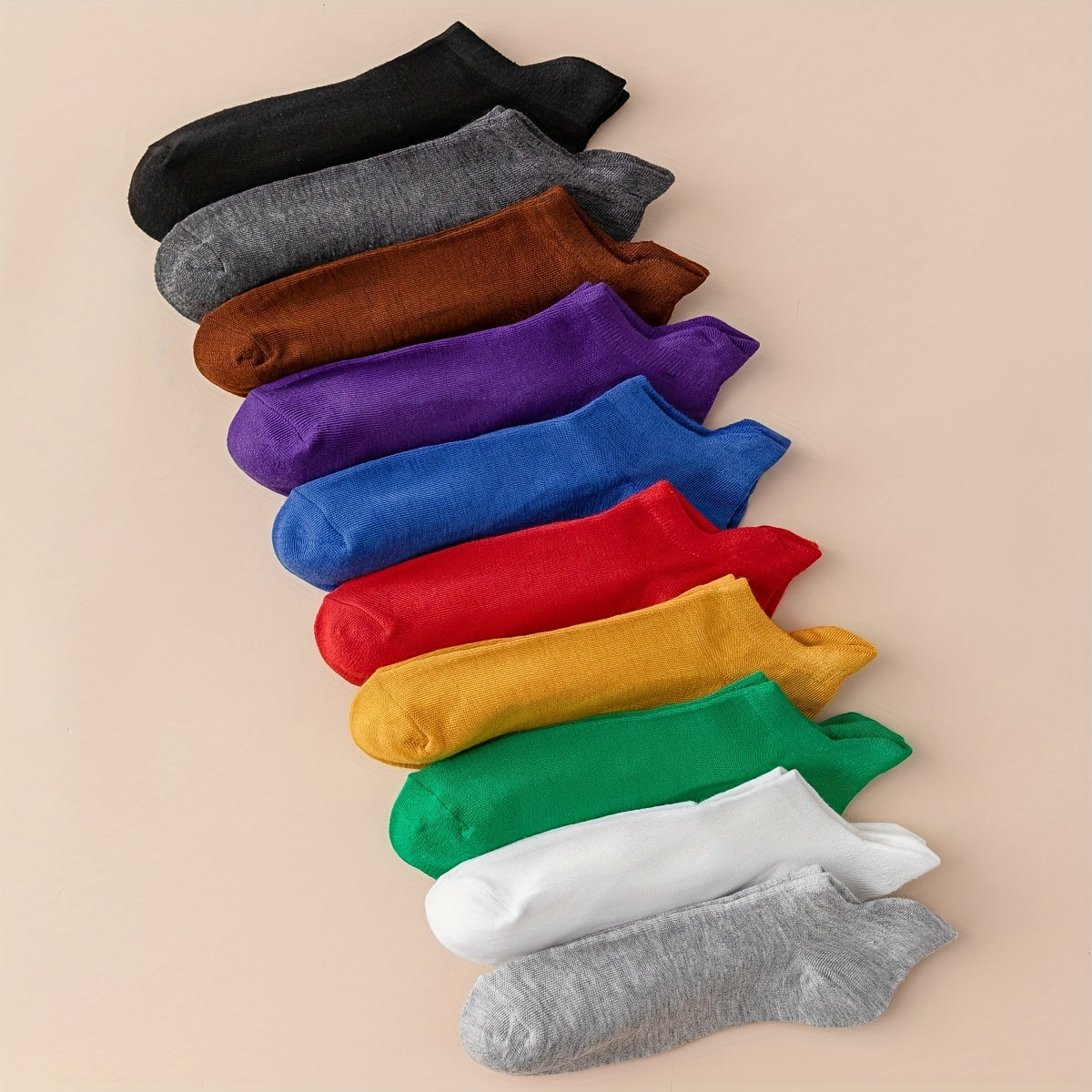 10 Pcs Solid Ankle Socks Comfy & Breathable Low Cut Women's Stockings