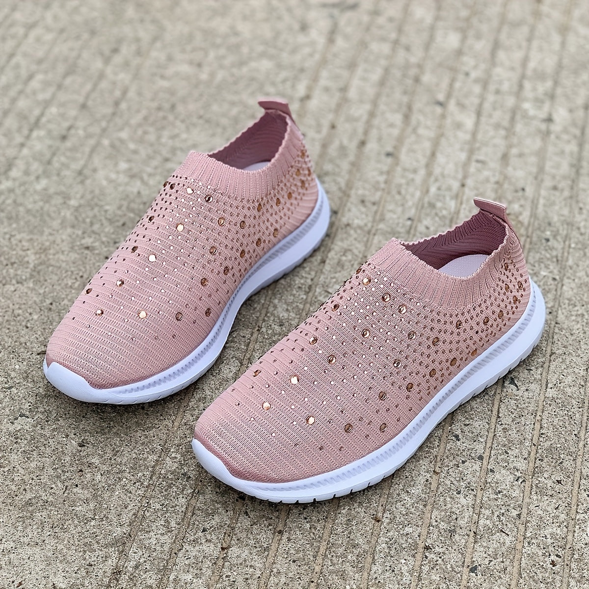 Women's Rhinestone Slip-On Sock Shoes