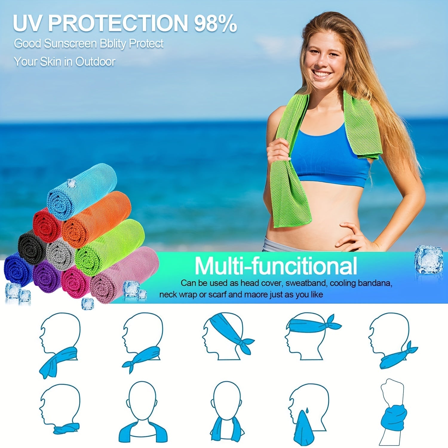 Double Layer Cooling Quick Drying Towel for Sports Gym Yoga