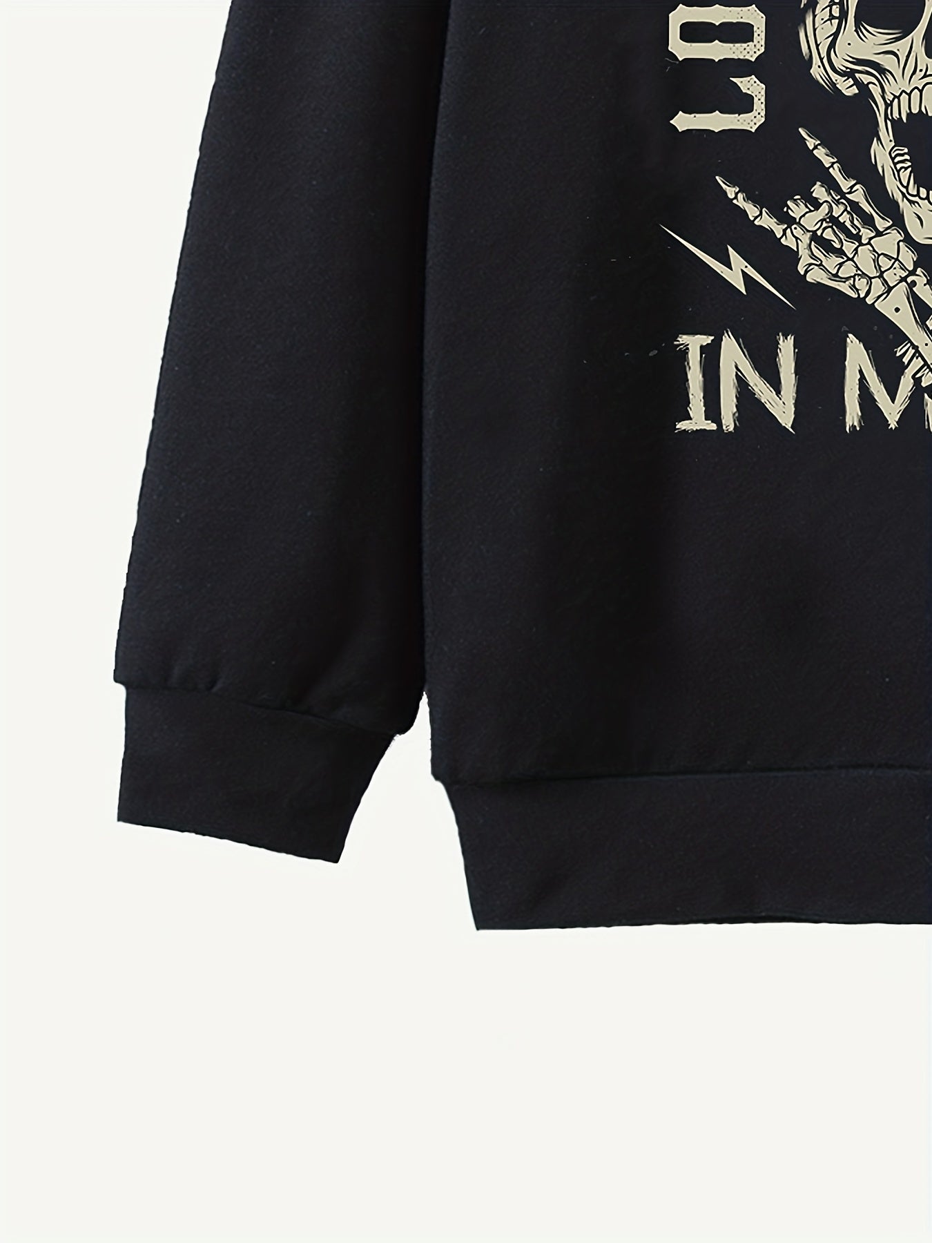 Funny Music Skull Print Boys Casual Pullover Hoodie