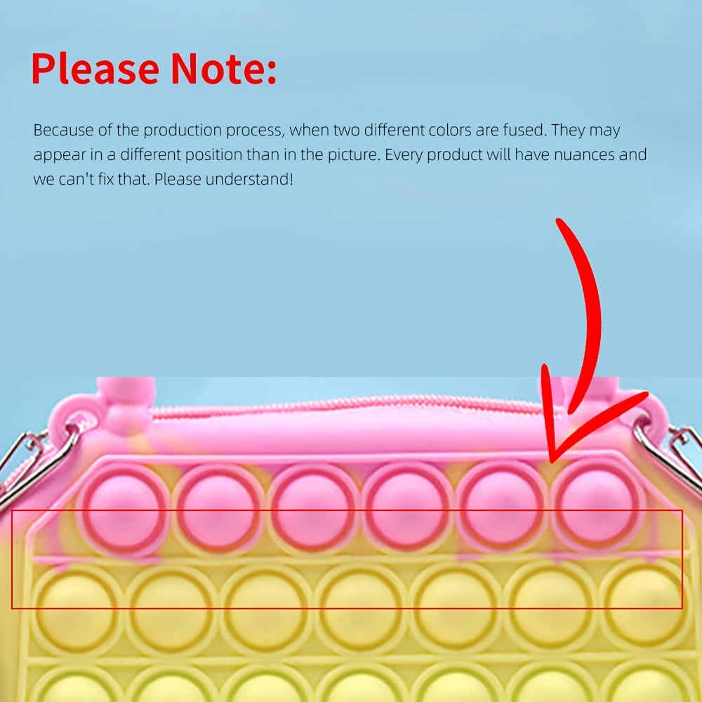 Rainbow Silicone Crossbody Bag Bubble Decompression Toy Handbags For Children