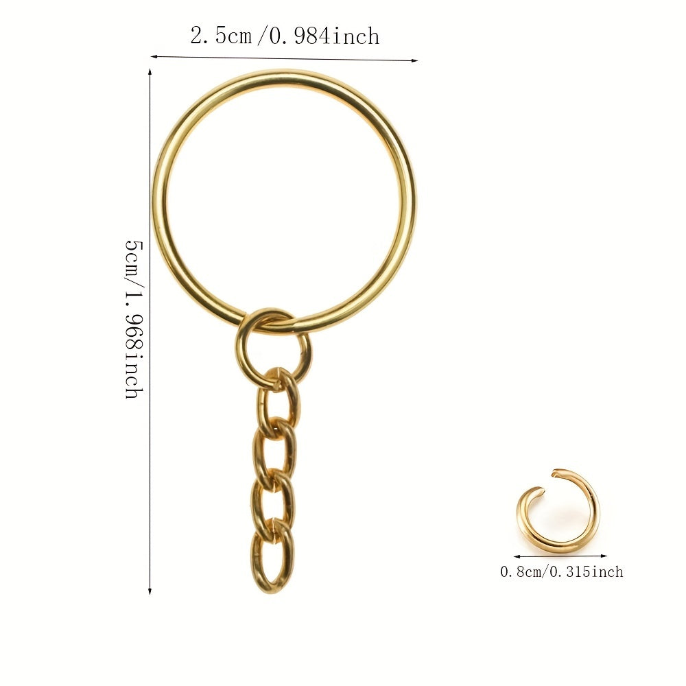 100pcs Key Ring Set Split Round Keychain Rings Bulk
