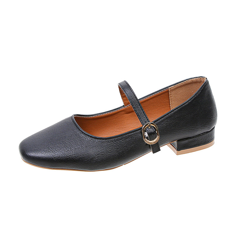 Women's Low Heel Mary Jane Square Toe Strap Shoes