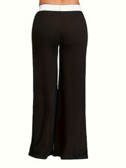 Colorblock Patchwork Wide Leg Pants Spring & Fall Women's Clothing