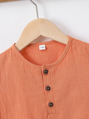 Boys Button T Shirt & Shorts Set for Summer Toddlers Kids