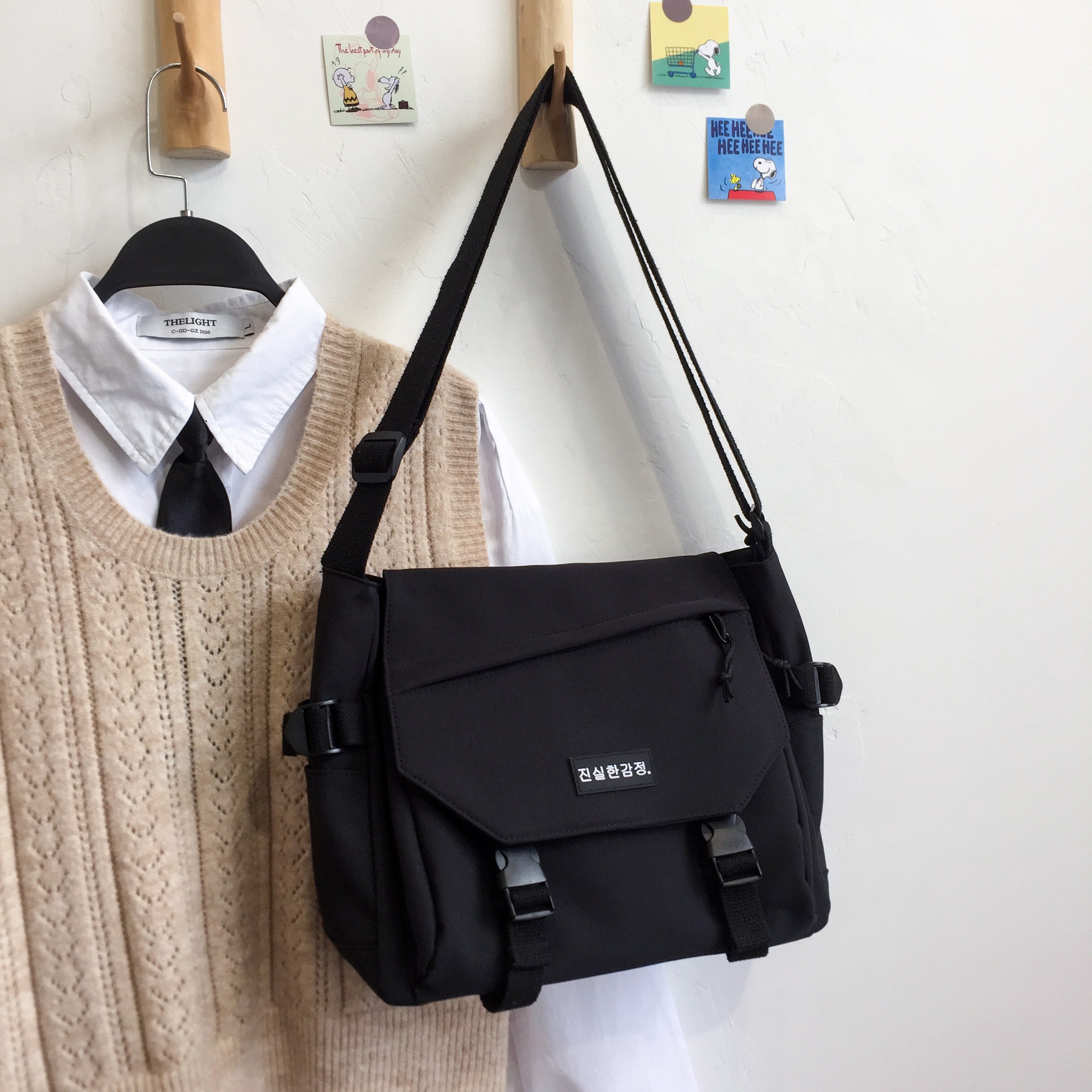 Minimalist Casual Messenger Shoulder Bag Solid Flap Bag