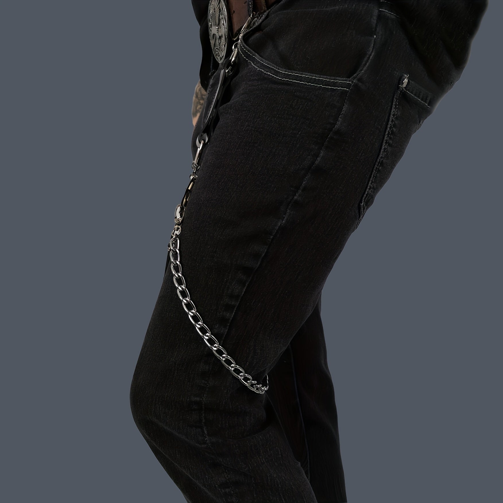 Men's Casual PU Leather Chain Leg Chain Accessories Gothic Pants Chain