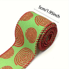 4.57m Christmas Ribbon Wired Edge Stripes Wrapping Colorful Xmas Decor