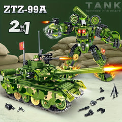 Tank Series M1A2 Leopard 2 T14 DF41 99A Building Block Model Toys