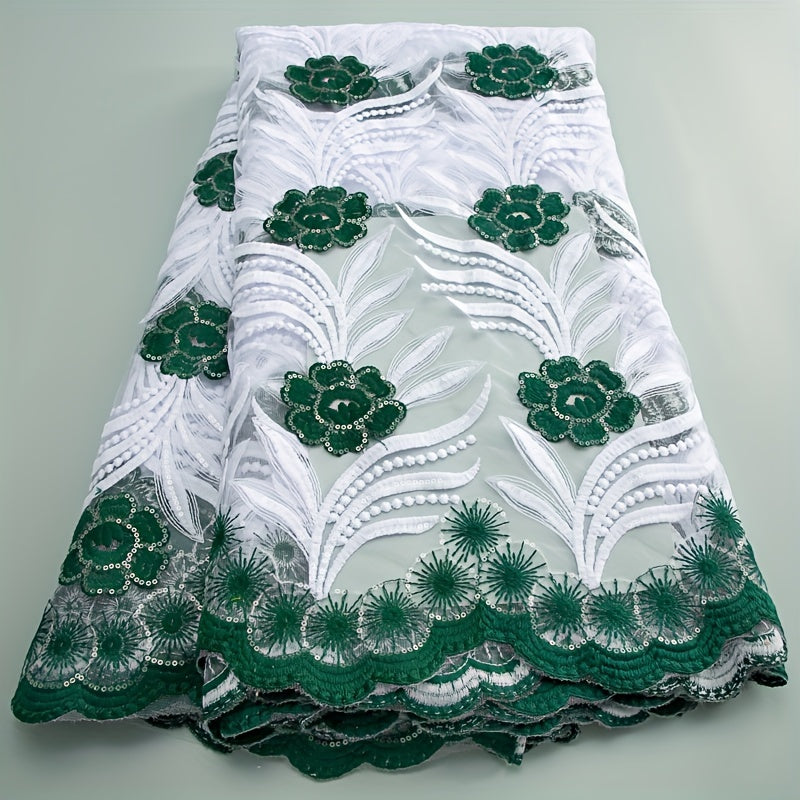 French Sequined Milk Silk Mesh Lace Fabric For Party Wedding