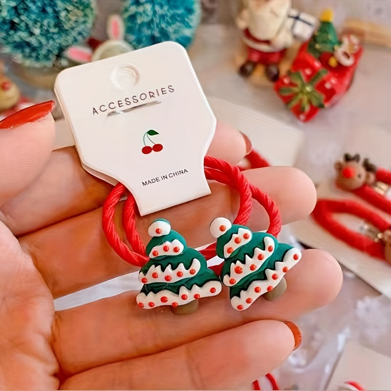 Christmas Rubber Band Santa Claus Elk Snowman Bell Christmas Tree Gift