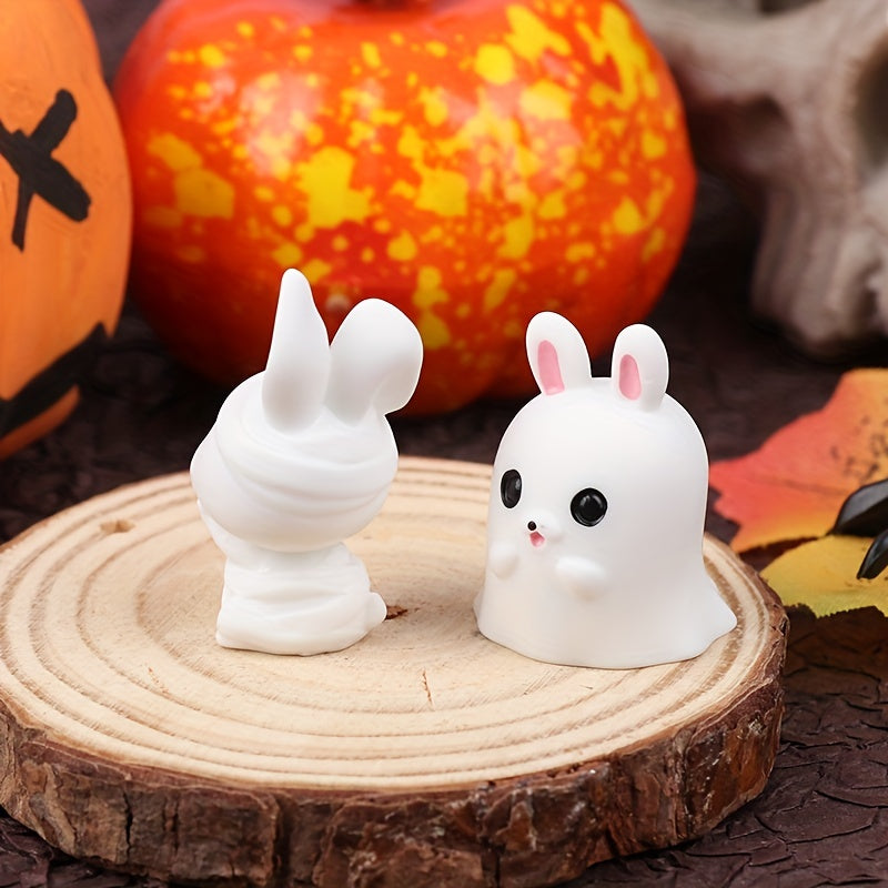 8pcs Halloween Mini Ornaments Rabbit Ghost Cat Dollhouse Toy